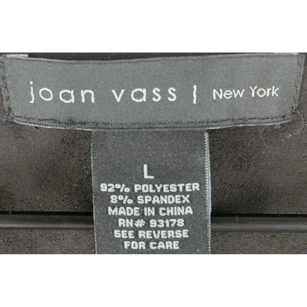 Joan Vass New York Faux Leather Jacket Size‎ L Black Open Casual Minimalist